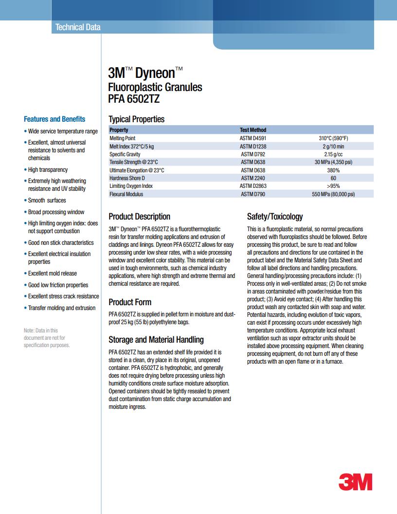 3M™ Dyneon™ Fluoroplastic PFA 6502TZ