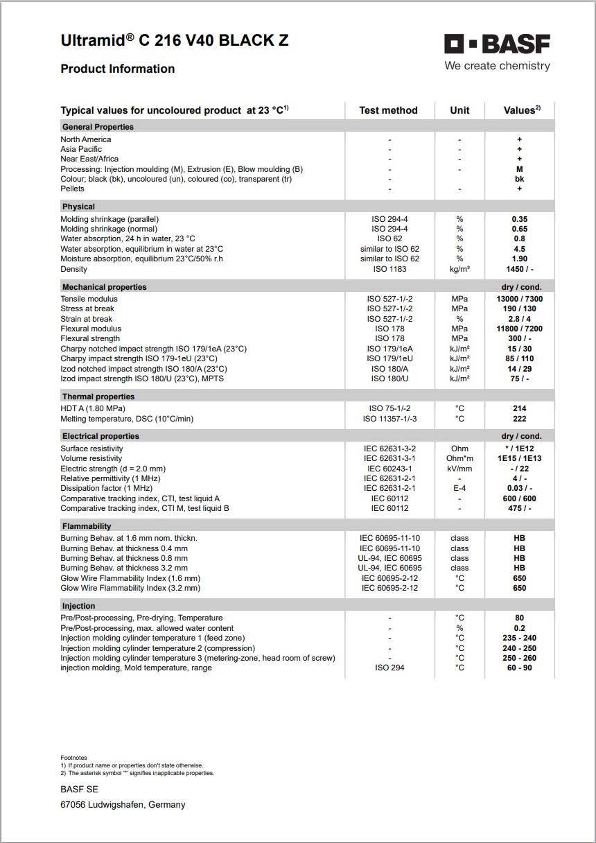Ultramid® C 216 V40 BLACK Z 英文版物性表2