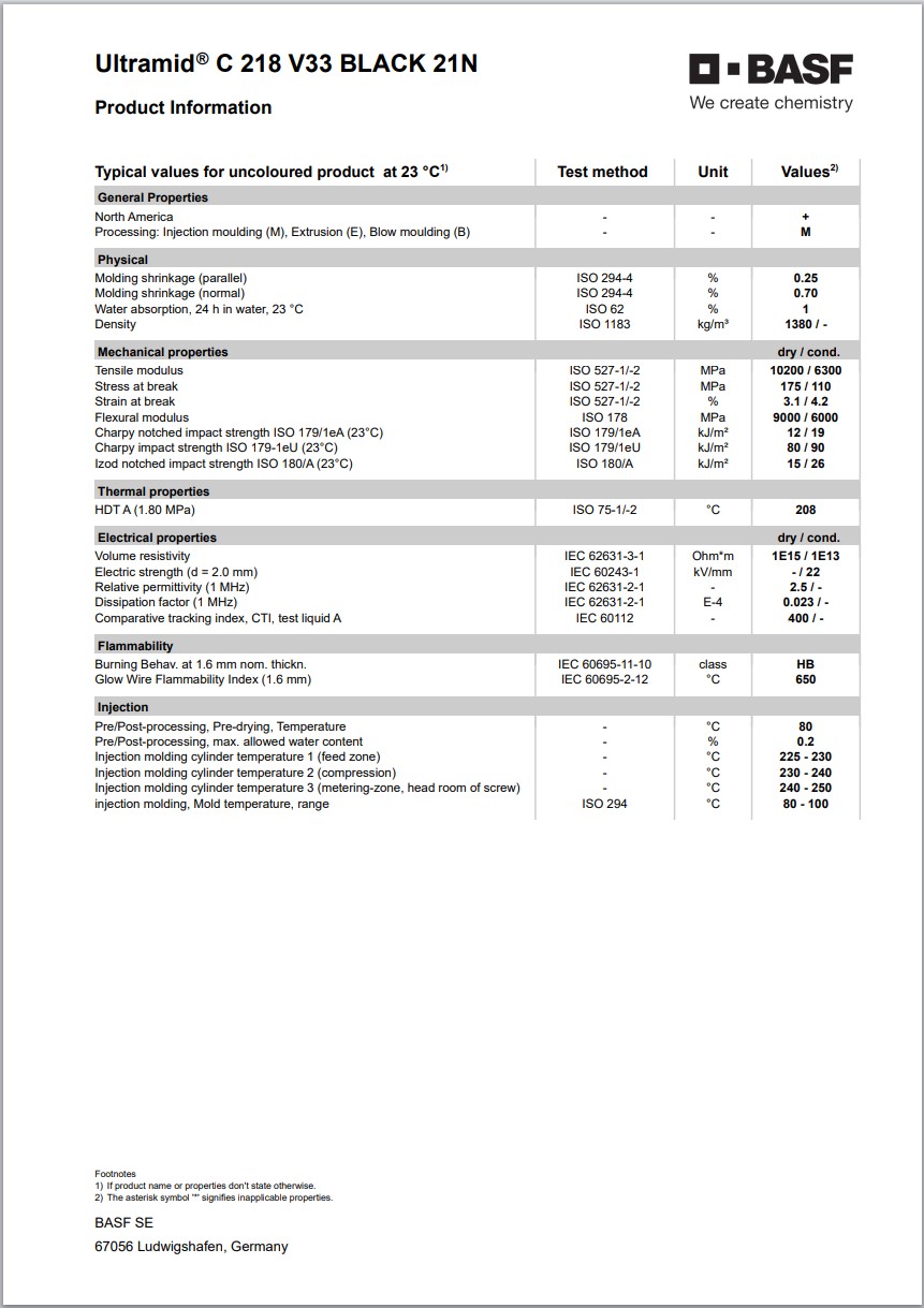 Ultramid® C 218 V33 BLACK 21N 英文版物性表2