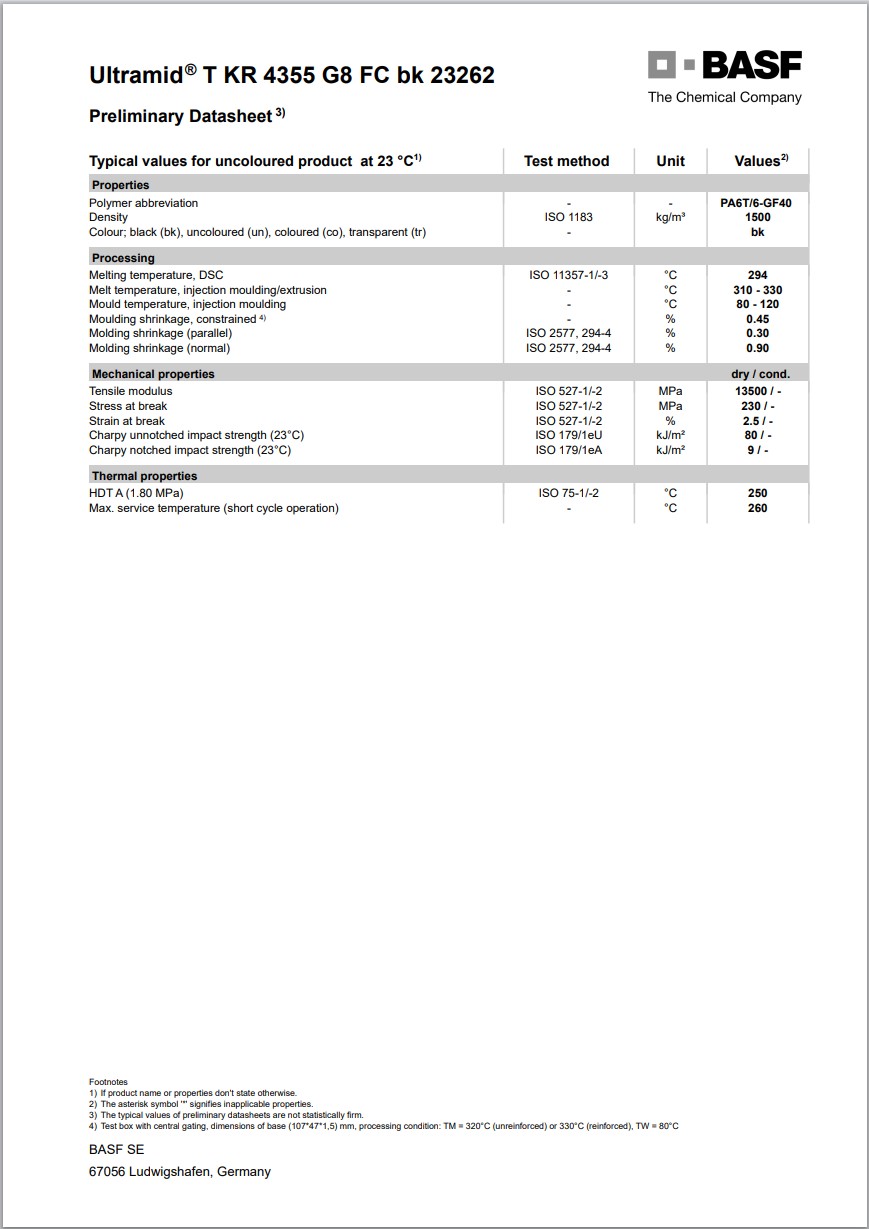 Ultramid® T KR 4355 G8 FC BK23262 英文物性表2：