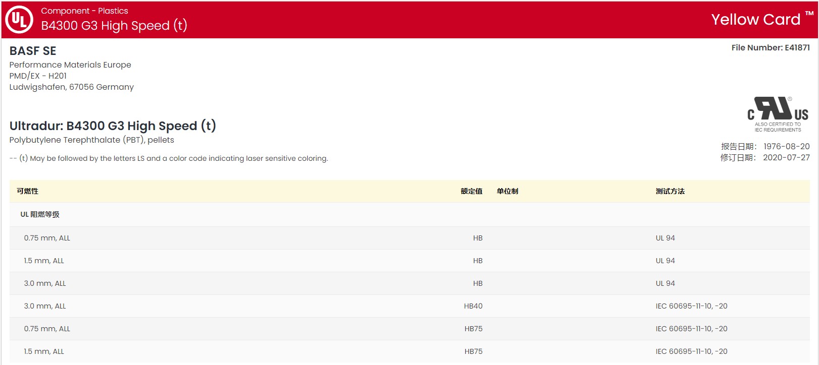 Ultradur® B 4300 G3 High Speed UL:E41871-102162662 图1